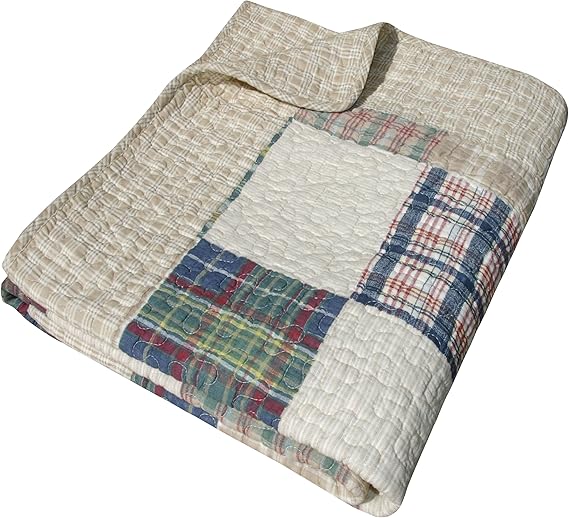 Greenland Home Oxford 100% Cotton Throw Blanket, Tan 50 x 60 in