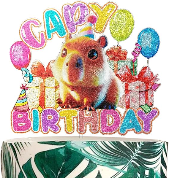 Festus Capybara Cake Topper, Capy Birthday Party Decoration, Capybara Theme Pun Happy Birthday Cake Decor, Capybara Party Baby Shower Supplies for Kids