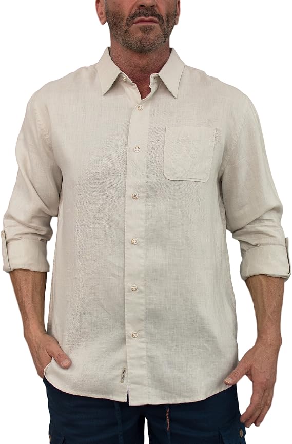 Men's Long Sleeve Linen Shirt, with roll up Sleeves
