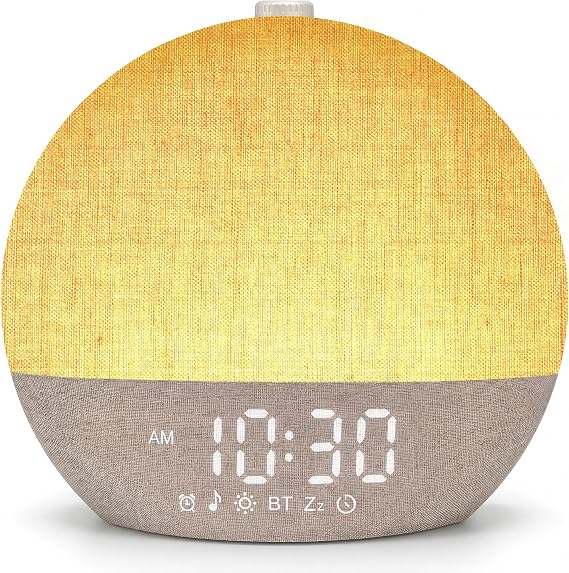 Wake Up Light Sunrise Alarm Clock,White Noise Machine with 30 Soothing Sounds,Stepless Dimmer Digital Alarm Clock Bedside Night Light 17 Colors, Alarm Clocks for Heavy Sleepers Adults/Kids/ Bedroom [Energy Class A]