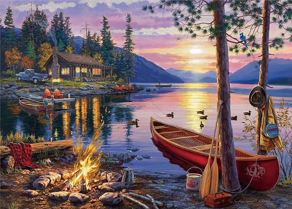 Jigsaw Puzzles for Adults 1000 Piece Sunset by The Lake 27.56 x 19.69 Inch Jigsaw Puzzles for Adults Educational Game 1000 Pieces Puzzles for Adult