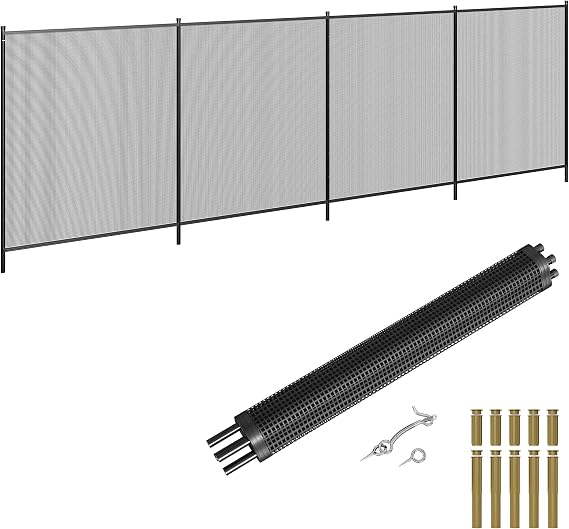 Hipicute 4 X 12 FT Swimming Pool Fences for Inground Pools, Easy DIY Installation Pool Fence with Aluminum Legs, 340 GMS Teslin PVC Mesh