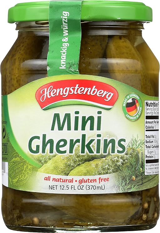 Hengstenberg Pickle Gherkins Mini, 12.5 oz