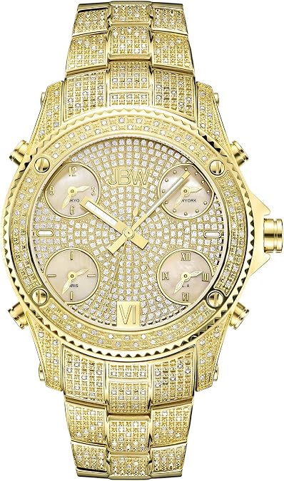 JBW Men's Luxury Jet Setter 2.34 ctw Diamond Wrist Watch with Stainless Steel Link Bracelet