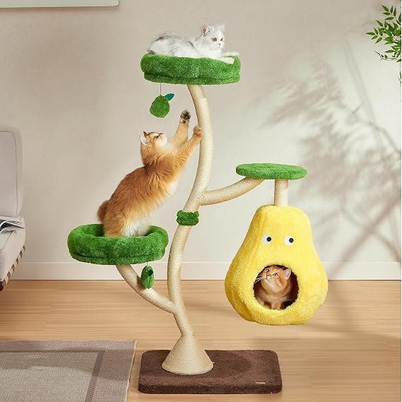 Michu Verde Solid Wooded Base Cat Tree