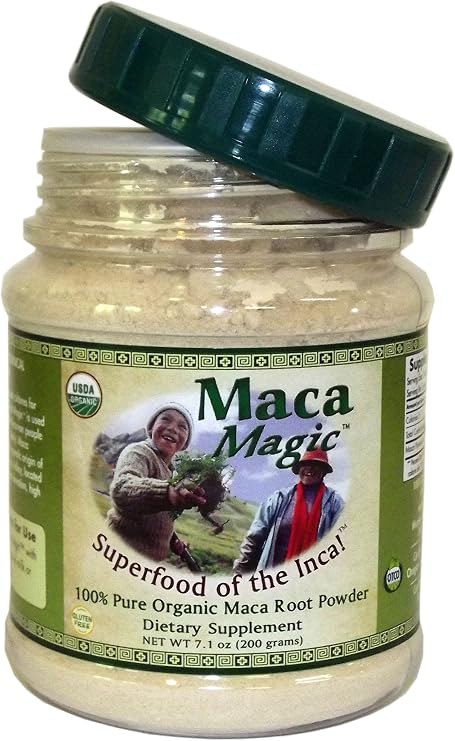 Maca Magic 100 Percent Pure USDA Organic Maca Root Powder in Wide Mouth Jar (7.1 OZ)