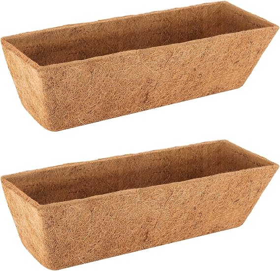 VOXOR Trough Coco Coir Liners, Pre-Formed Natural Coconut Fiber Replacement Liners for Window Boxes, Fence Flower Baskets, Wall Planters
