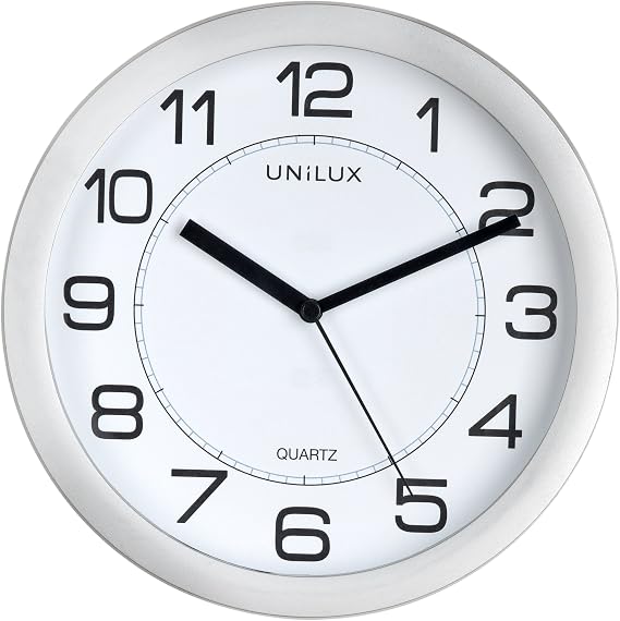 Unilux Attraction Silent Quartz Clock, 22cm Metal Grey, Size 5-22 Centimeters (400094404)