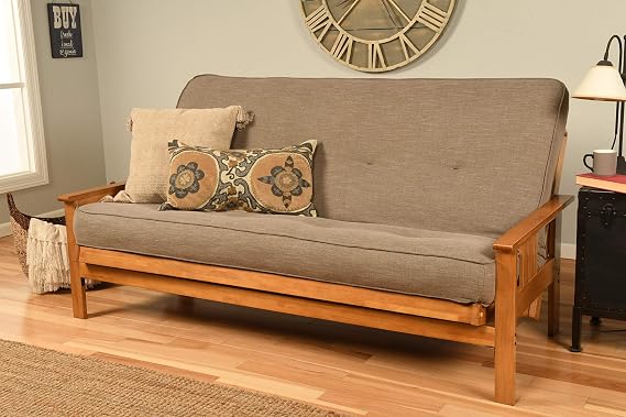Kodiak Furniture Monterey Futon Set, No Drawers, with Butternut Base and Linen Stone Mattress