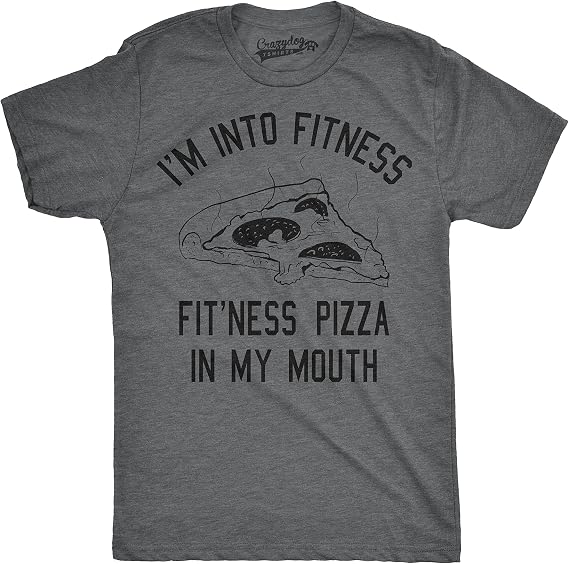 Fitness Pizza in My Mouth Workout Foodie Funny T Shirts for Men