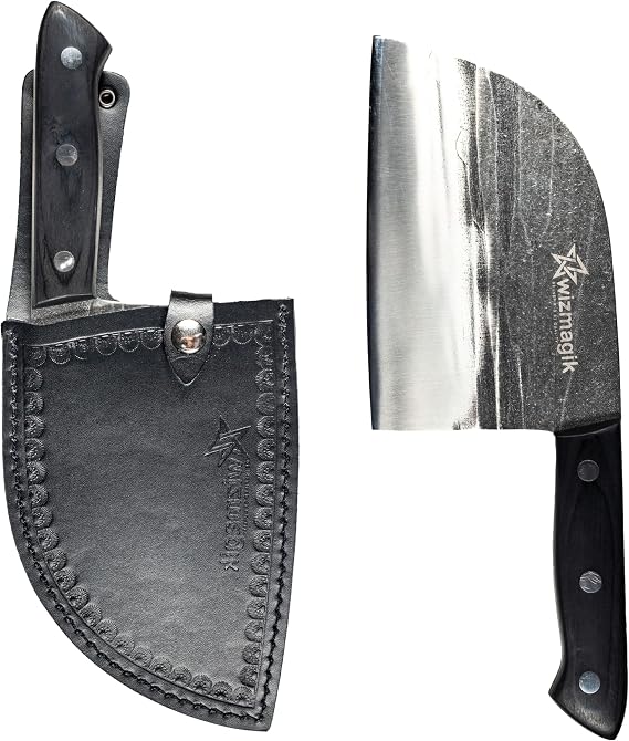 Serbian Chefs Knife - Hand Forged Meat And Vegetable Cleaver Chef Knife -Big Serbian Butchers Cutting Cleaver - Trusted Handmade Professional Chopping Knife With Sheath For Kitchen And Outdoor Cooking