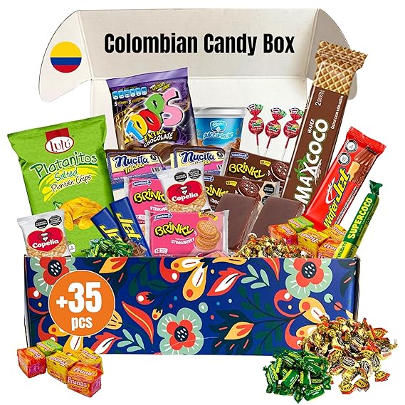 Gigi Delight Colombian Candy Box, 35 Pcs Assorted Snacks & Sweets Gift Pack
