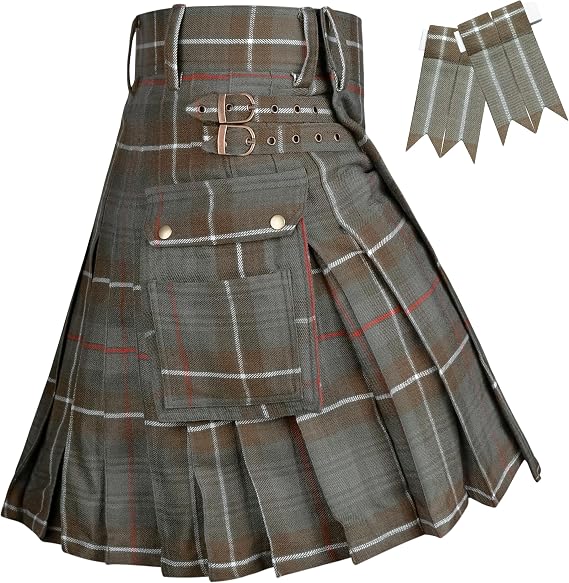 Valor Tartan Utility Kilt for Men I 16oz Scottish Tartan Kilts 5 Yards Premium Acrylic Wool Kilts Traditional Mens Kilt