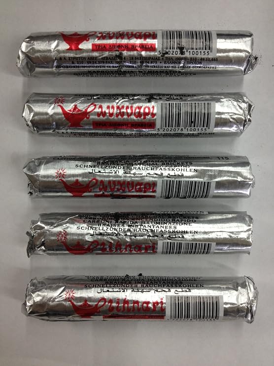QUICK LIGHTING CHARCOAL BRIQUETS 5 Rolls(each roll 10pc.) total 50 pieces