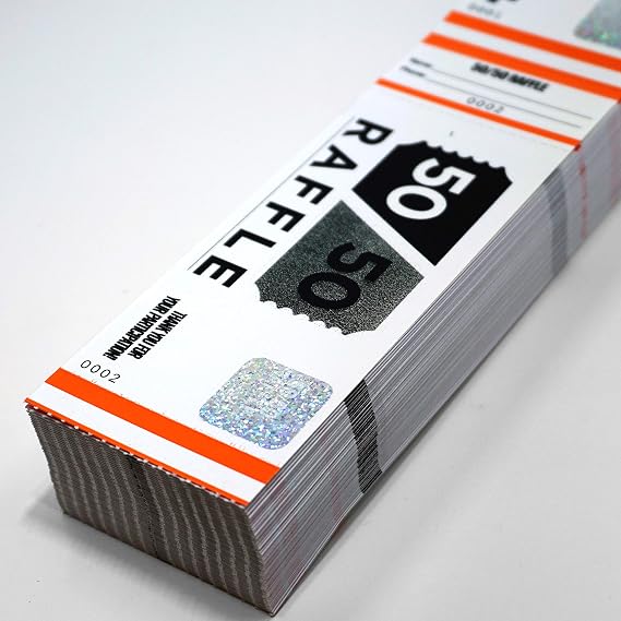 50/50 Raffle Tickets (Coupon Image) - Fast & Affordable Event Tickets by MyZone Printing (Orange, 1000)