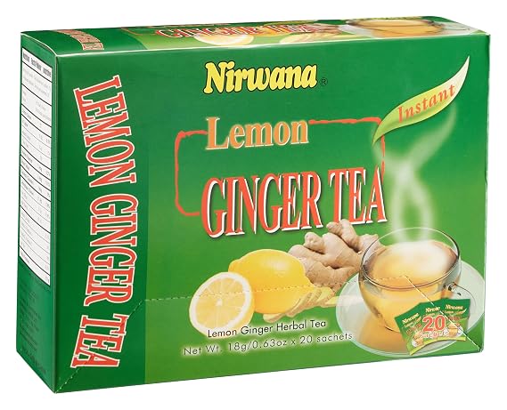 Nirwana Lemon Ginger Herbal Tea Refreshing Herbal Blend with Ginger and Lemon | Perfect Tea Gift Set and Holiday Gift Baskets (20 Sachet)