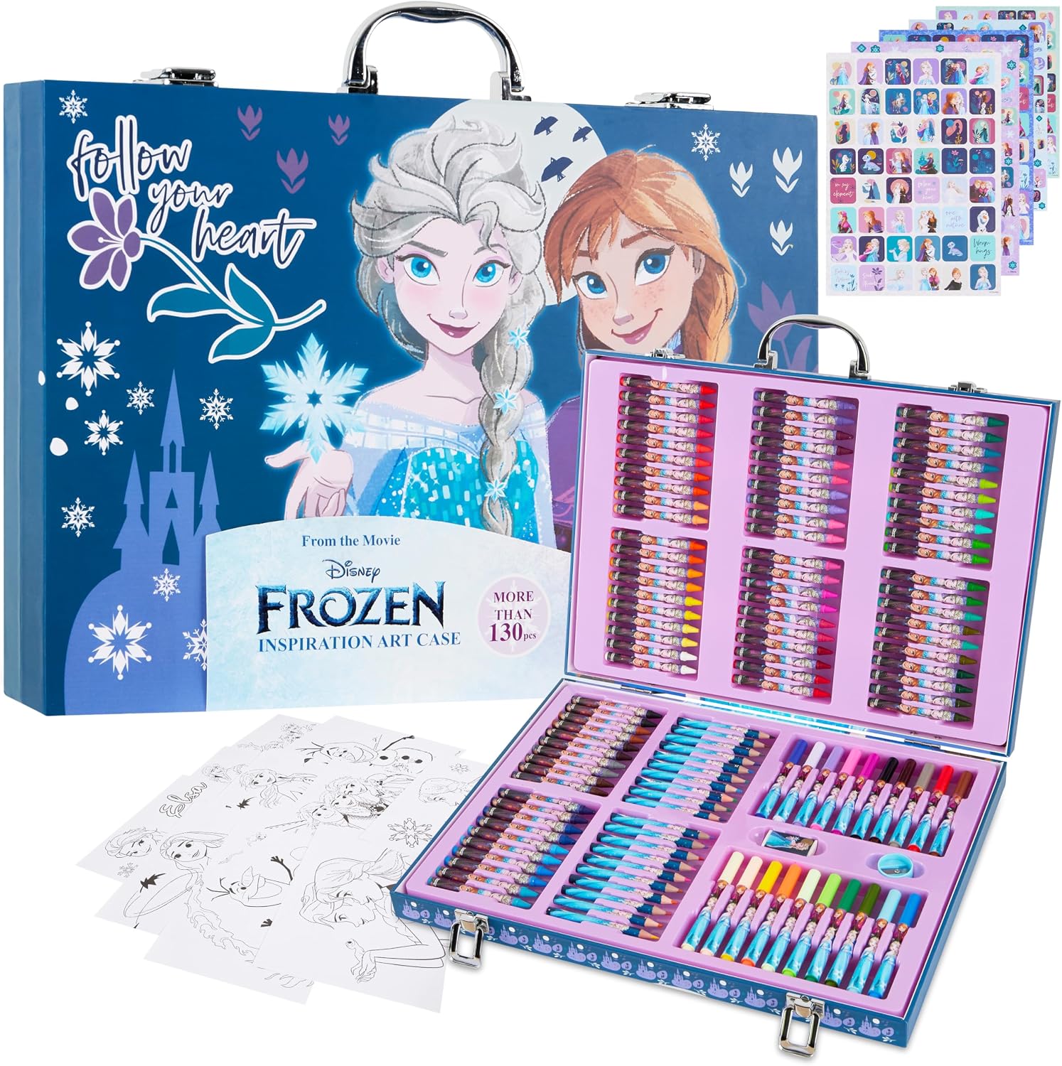 Disney Stitch Art Set for Kids 130 Frozen Coloring Crayons Princess Art Supplies Stitch Gift Multi Frozen Set