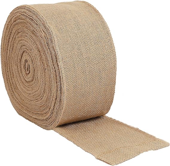 KINJOEK 6 Inch Wide 11 Yards Burlap Ribbon, Natural Jute Fabric Ribbon Crafts Ribbon for Christmas Wedding Gifts Burlap Fabric DIY for Decoration