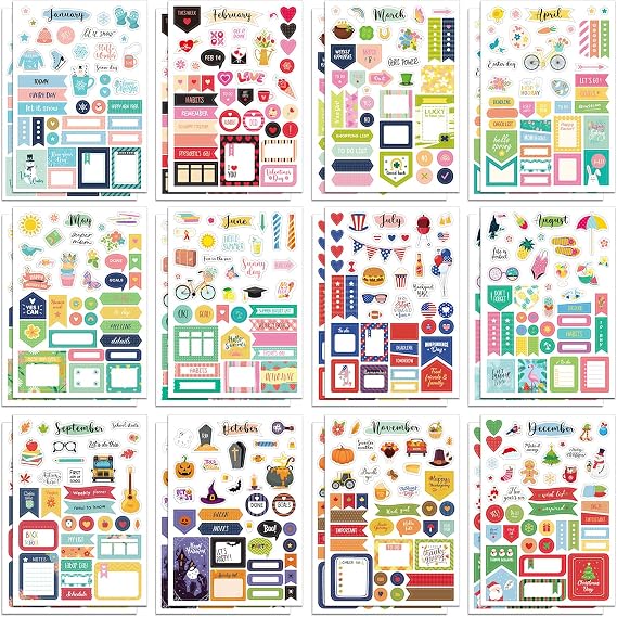 24 Sheets Holiday Stickers Seasonal Planner Calendar Monthly Seasonal Winter Aesthetic Stickers Accessories for Valentines Day St. Patrick's Day Easter Scrapbook Calendar Planning(Festival)