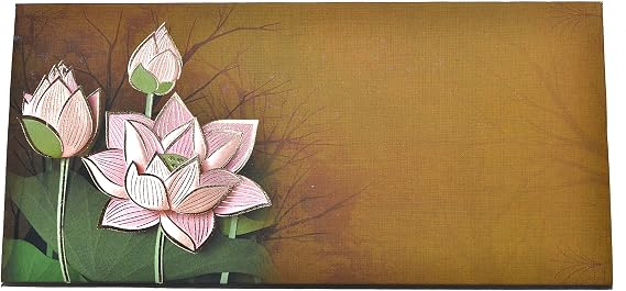 Desi Favors Brown Lotus Envelopes | Shagun, Eid, Diwali, Wedding Money Cash Gifting Envelopes | Flower Design, 7.48 x 3.54 Inch (Pack of 10)