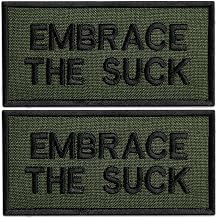 2個 Embrace The Suck Patch、刺繍されたフック&ループEmbrace The Suckステッカー、モラールファニータクティカルパッチ、タクティカルバックパック用、ベスト、犬用ハーネス、ソーオンオプト、グリーン、1.5x3インチ