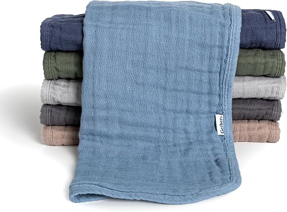 Gerber Baby Boys & Girls Muslin Burp Cloths, Multi Blues Browns, Large Size 20" x 10"