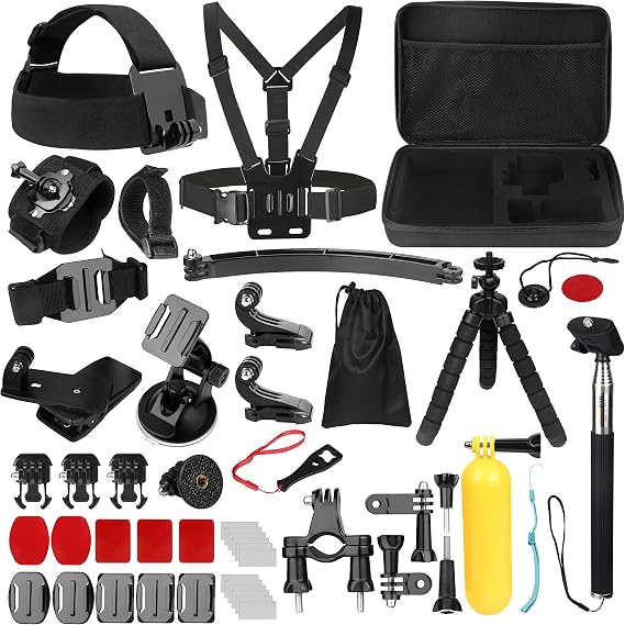 Action Cameras Accessory Kit, Bonvvie 50 in 1 Sports Camera Accessory Kit