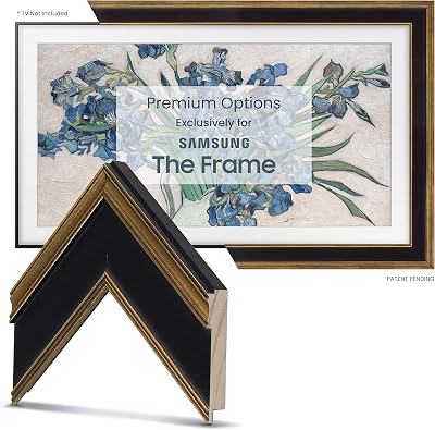 Deco TV Frames - Antique Gold & Black Frame Custom for Samsung The Frame TV 49