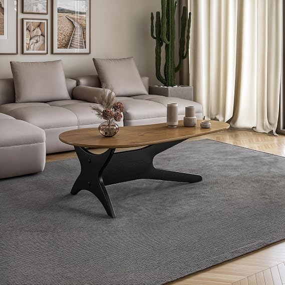 Camaflexi Mid Century Coffee Table - Black Base with Mocha Top