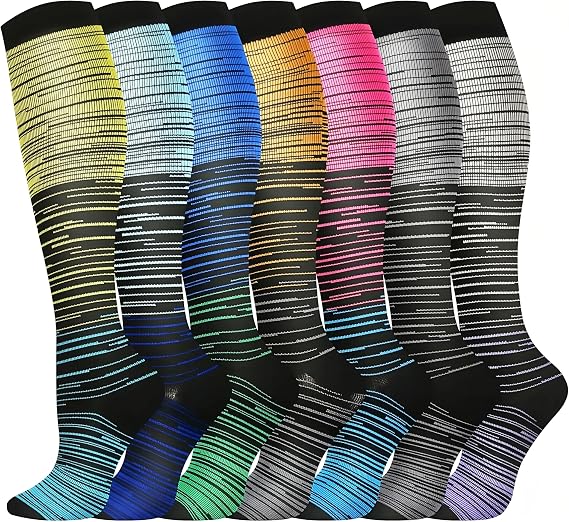 Compression Socks for Women & Men Circulation 20‑30mmhg Knee High Sock is Best Support for Athletic Running,Cycling