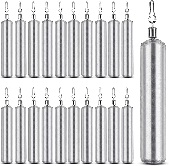 Drop Shot Weights Fishing Sinkers 25pcs Lead Drop Saltwater Fishing Weight Freshwater Drift Sinker Free Rig Fishing Weight Bass Rig Cylinder Removable Catfishing