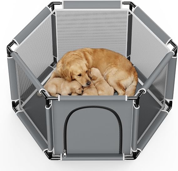 Hexagonal Whelping Box for Extra Tall Dog Puppies 122x65CM