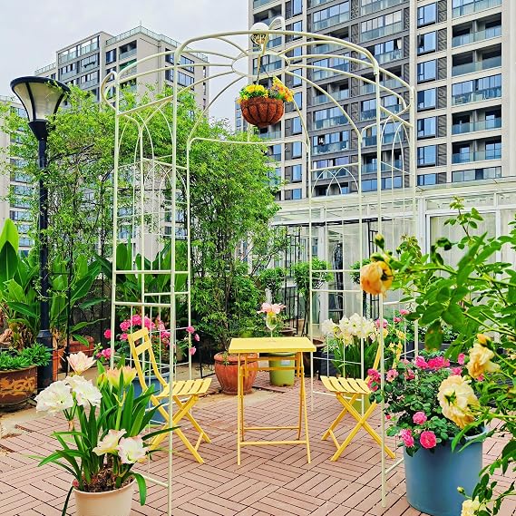 Homestay Courtyard Baroque Iron Pavilion Arches/Retro Forged Iron Hollow Garden Landscape Arches Ceremony Party, Proposal Scene Decoration