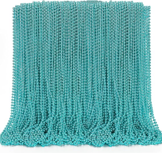 EOBOH 72PCS Mardi Gras Beads, Metallic Blue Bead Necklace Party Favors, 33" Mardi Gras Necklace Stuff, Festival Parade Throw Accessories for Wedding Birthday Gender Reveal Party Supplies Decor